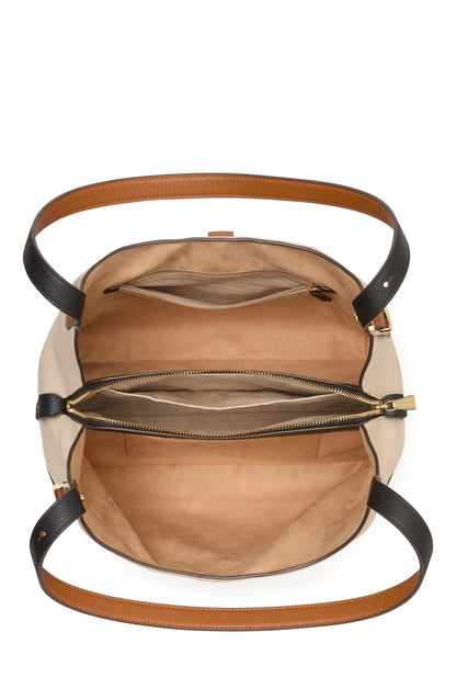 Deco Colorblocked Pebbled Leather Large Shoulder Bag
