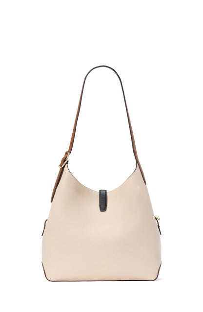 Deco Colorblocked Pebbled Leather Large Shoulder Bag