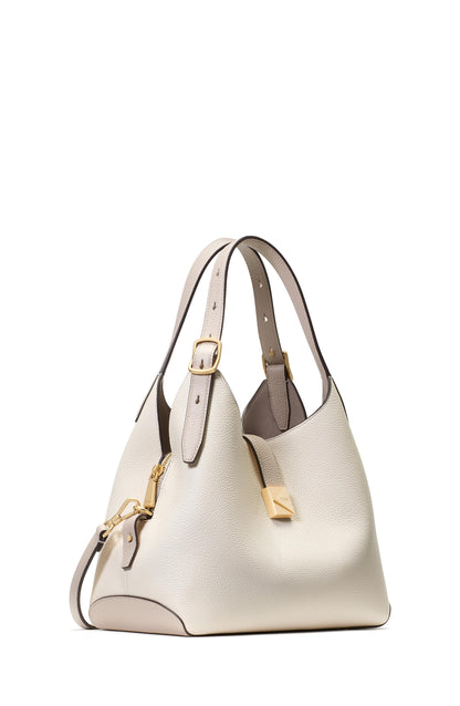 Deco Colorblocked Pebbled Leather Crossbody Tote