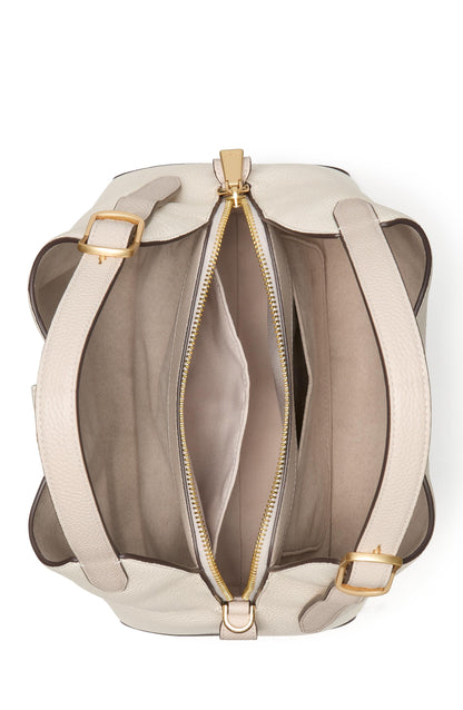 Deco Colorblocked Pebbled Leather Crossbody Tote