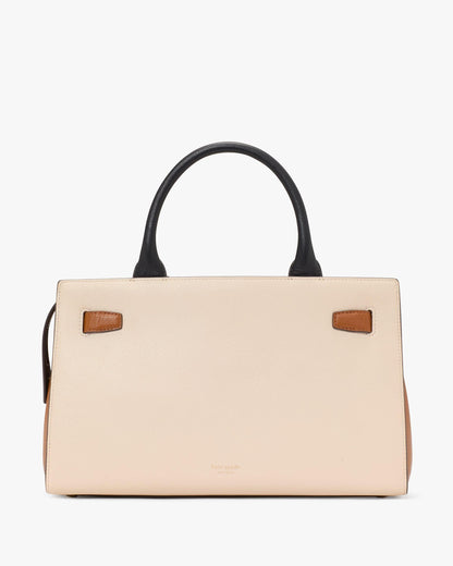 ki552-Deco Colorblocked Medium Satchel-Milk Glass Multi