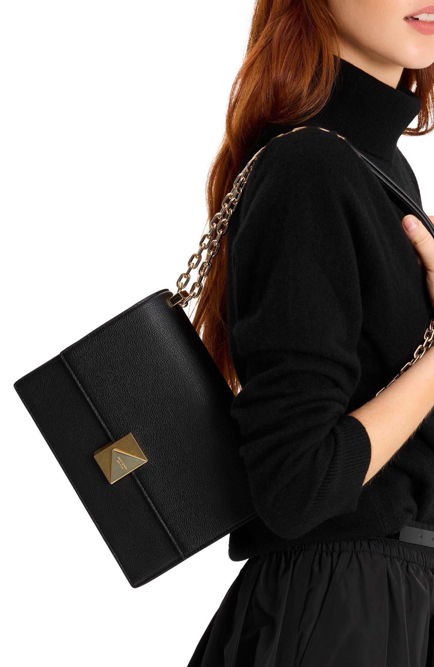 Deco Pebbled Leather Chain Shoulder