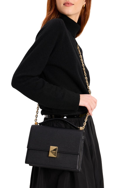 Deco Pebbled Leather Chain Shoulder