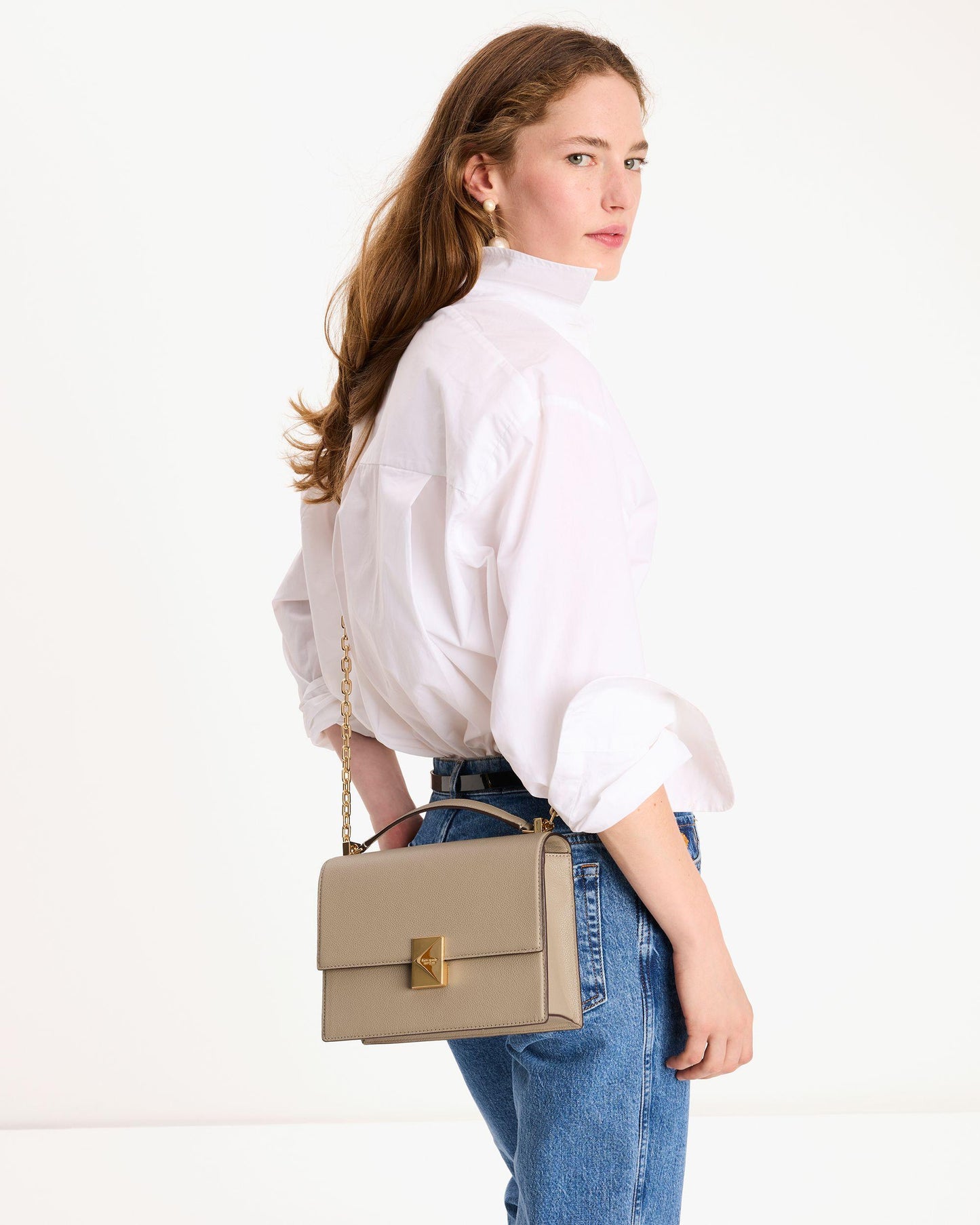 Deco Pebbled Leather Chain Shoulder