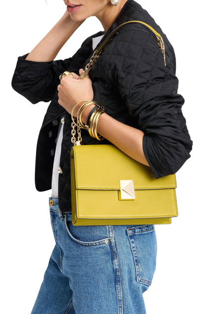 Deco Pebbled Leather Chain Shoulder
