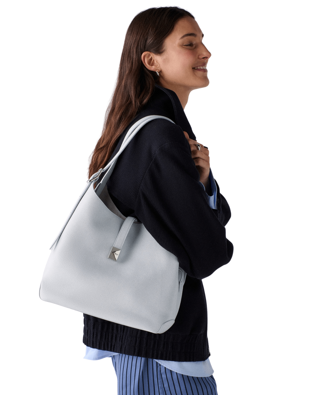 KI556-Deco Large Shoulder Bag-Pale Sapphirine