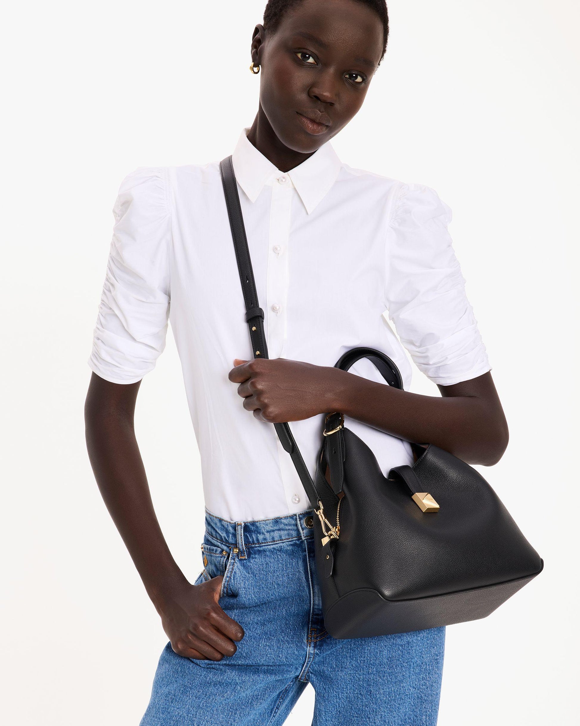 KI557-Deco Crossbody Tote-Black