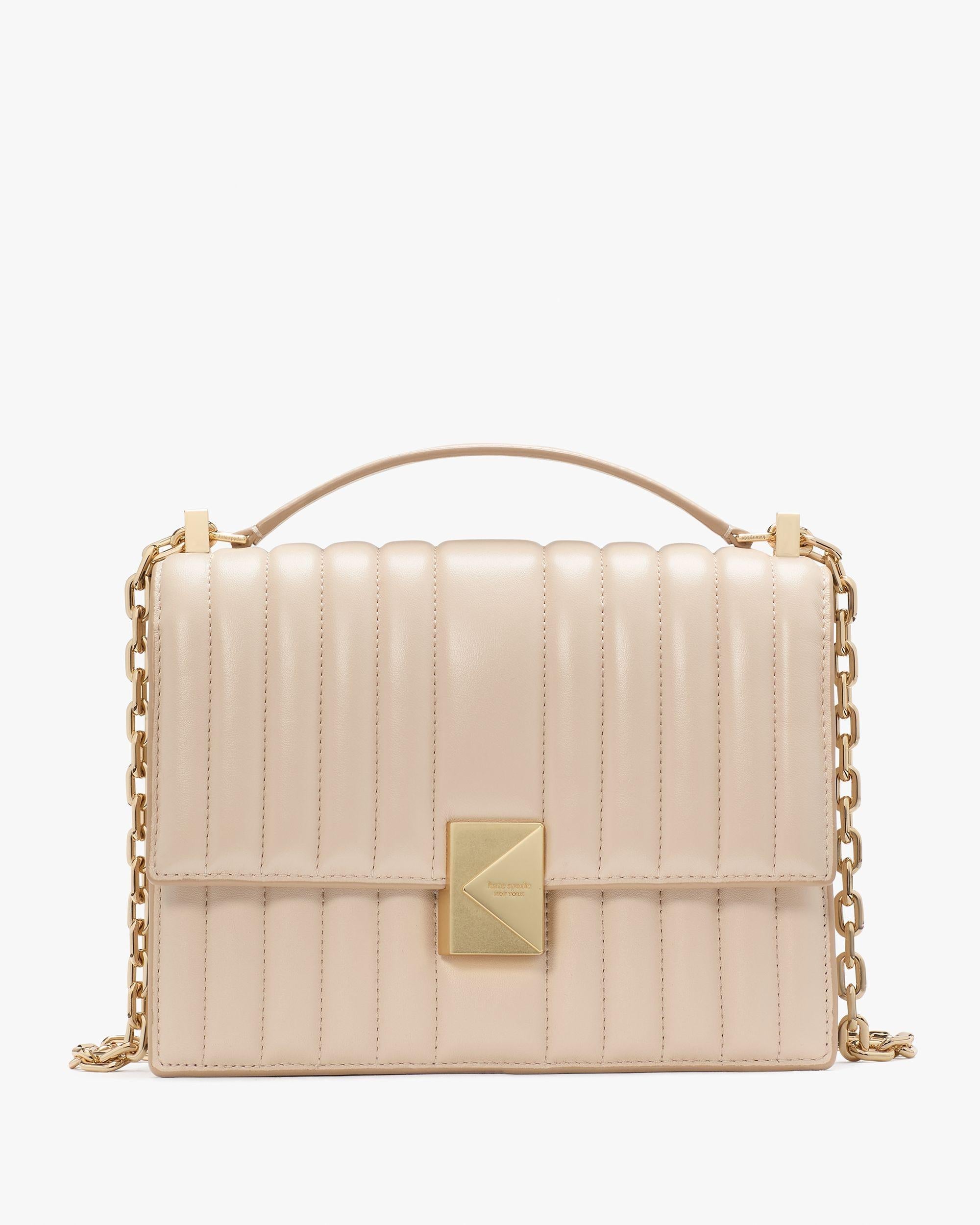 KI561-Deco Quilted Chain Shoulder Bag-Milk Glass
