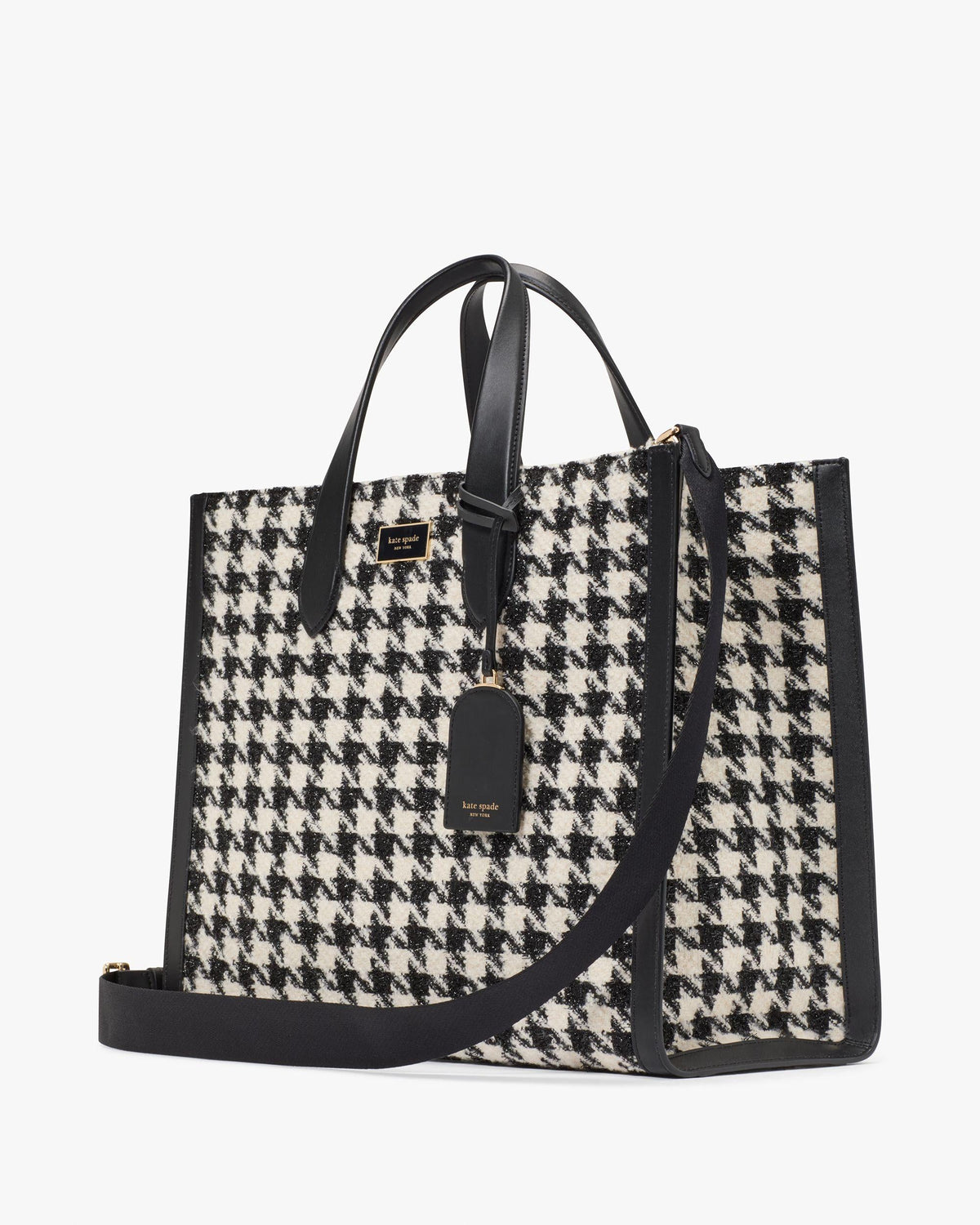 Manhattan Houndstooth Tweed Large Tote