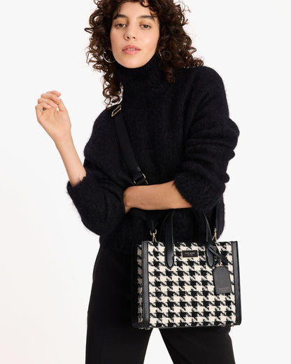 Manhattan Houndstooth Tweed Small Tote