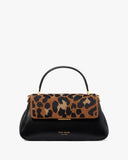 Grace Leopard Suede Small Top Handle Bag