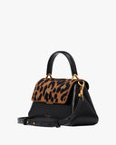 Grace Leopard Suede Small Top Handle Bag