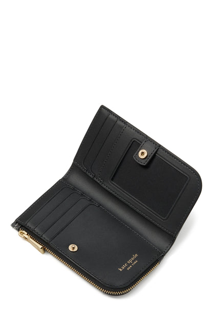 KI676-Spade Flower Small Slim Bifold Wallet-Black Multi