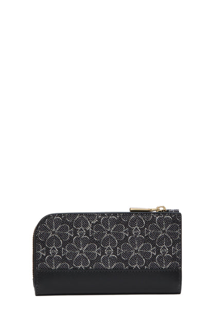 KI676-Spade Flower Small Slim Bifold Wallet-Black Multi