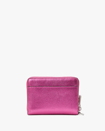 Natasha Metallic Pebbled Leather Chain Compact Wristlet