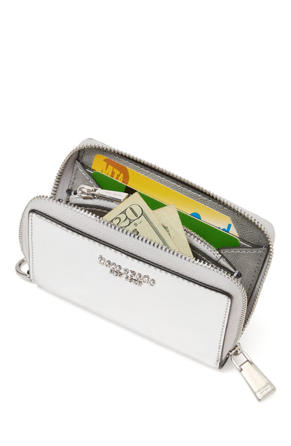 Natasha Metallic Smooth Leather Chain Compact Wristlet