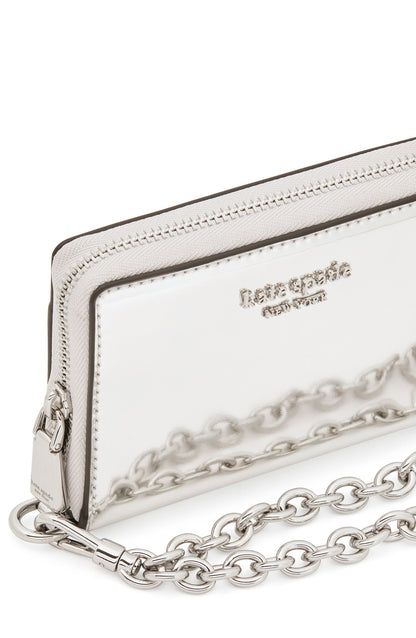 Natasha Metallic Smooth Leather Chain Compact Wristlet