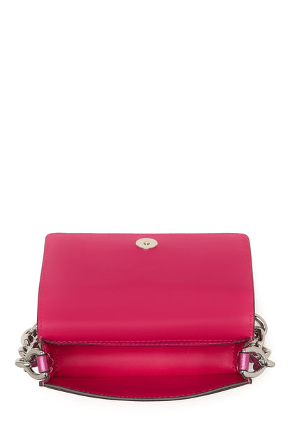 Natasha Metallic Pebbled Leather Chain Card Case Crossbody