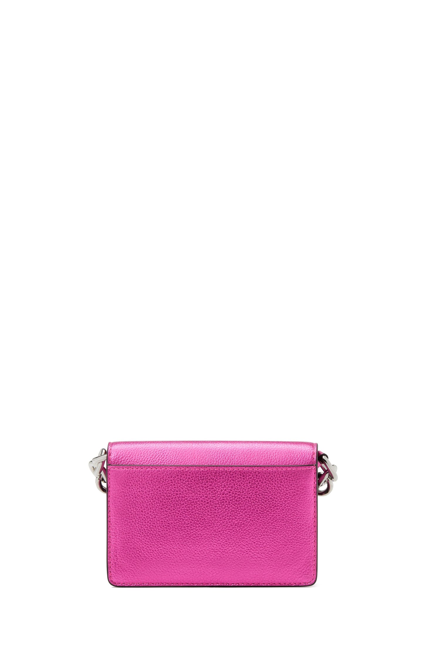 Natasha Metallic Pebbled Leather Chain Card Case Crossbody