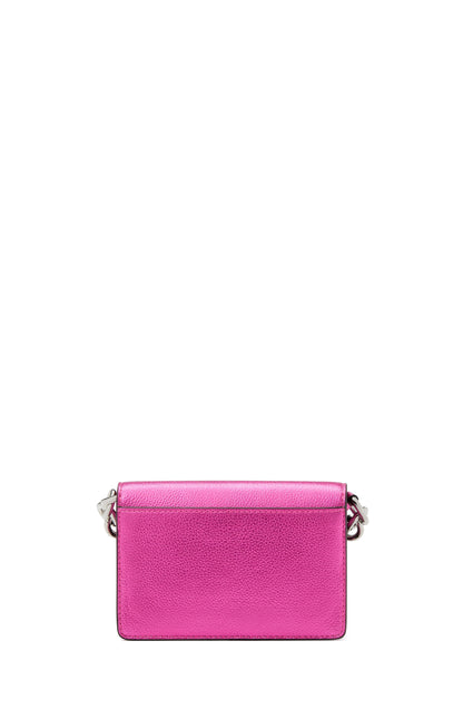 Natasha Metallic Pebbled Leather Chain Card Case Crossbody