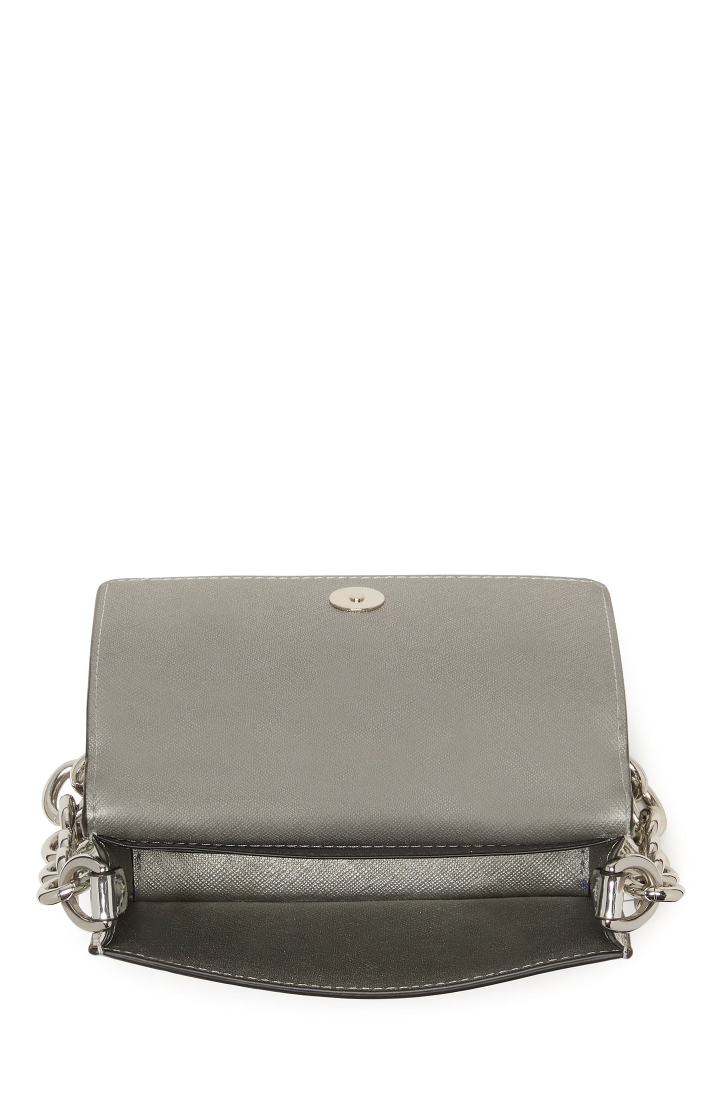 Natasha Metallic Smooth Leather Chain Card Case Crossbody