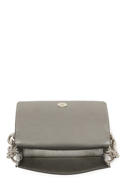 Natasha Metallic Smooth Leather Chain Card Case Crossbody