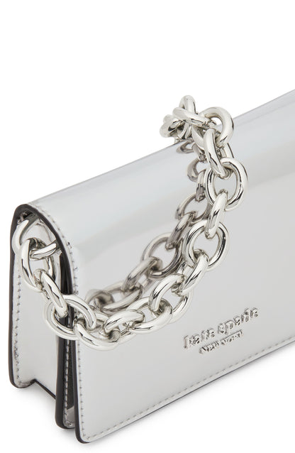 Natasha Metallic Smooth Leather Chain Card Case Crossbody