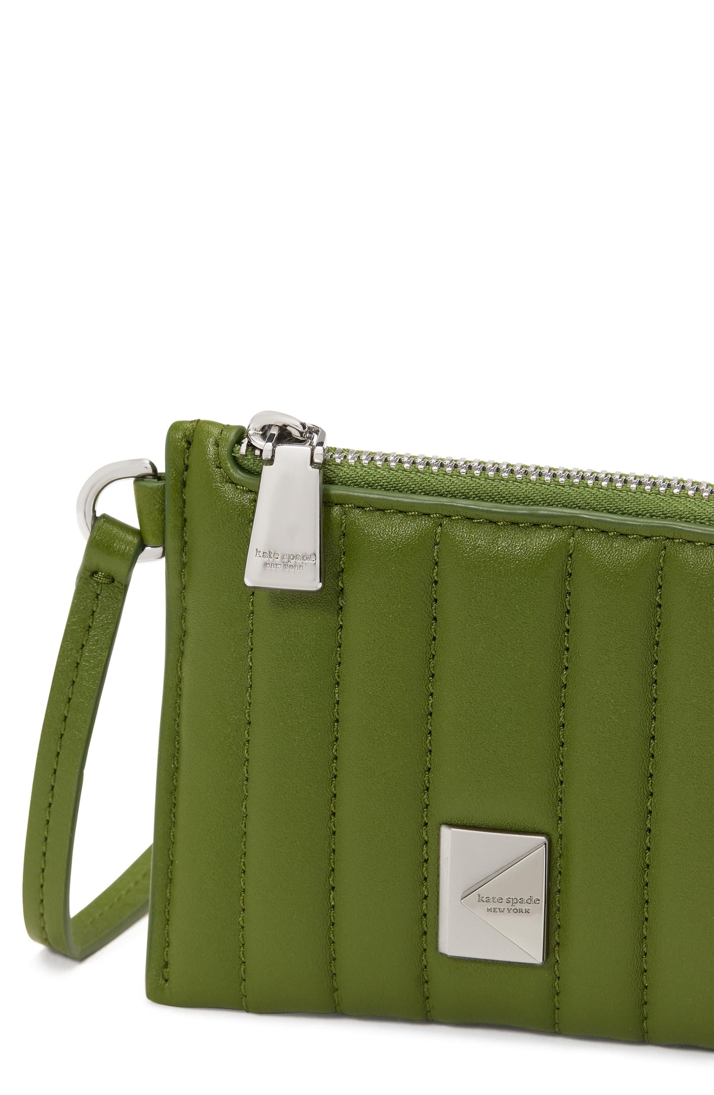 Deco Quilted Leather Coin Card Case Wristlet