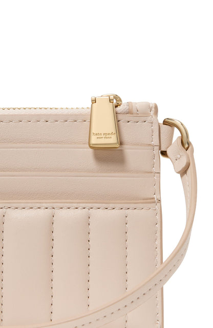 Deco Quilted Leather Coin Card Case Wristlet