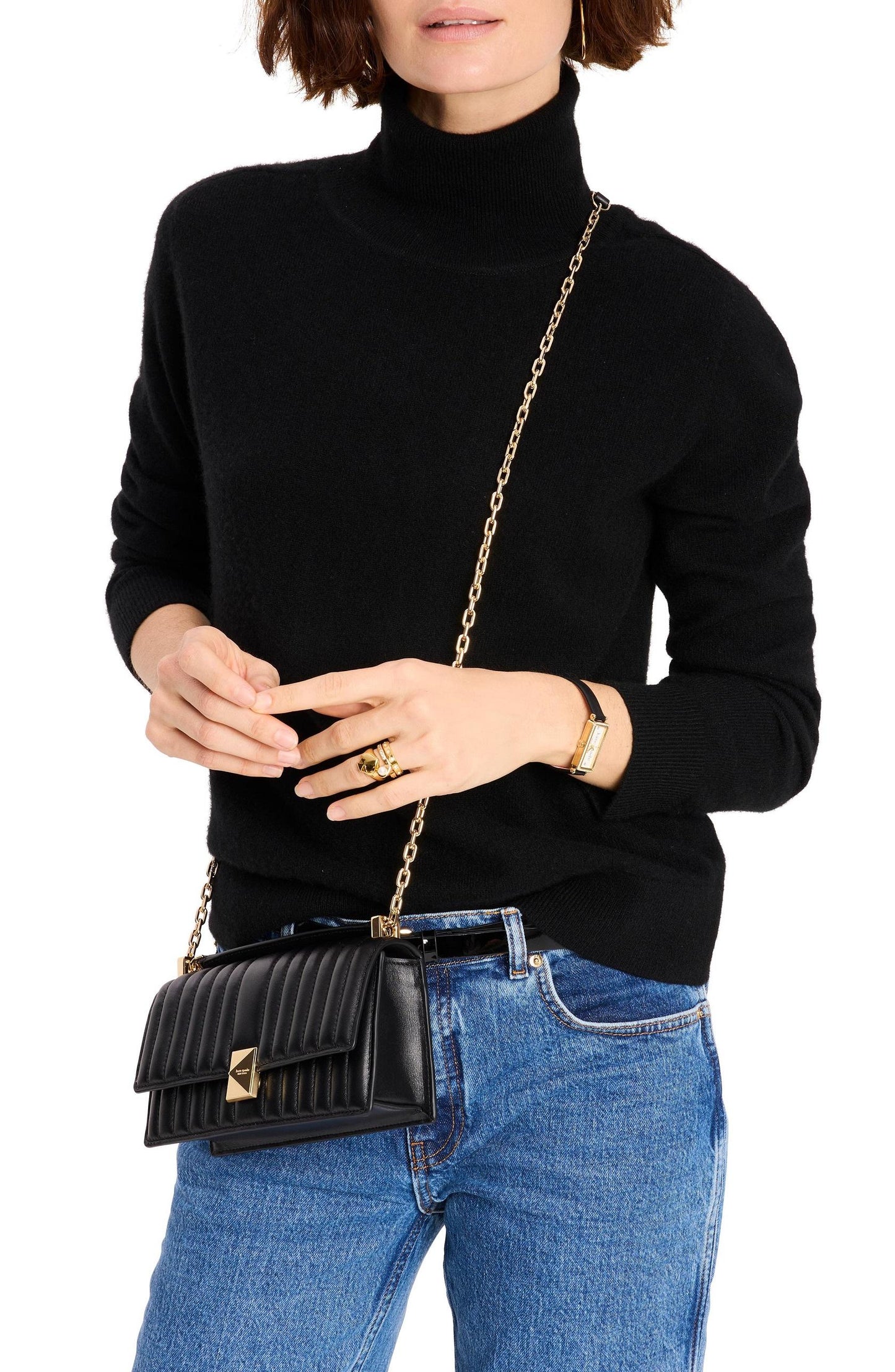 Deco Quilted Leather Mini Flap Chain Crossbody