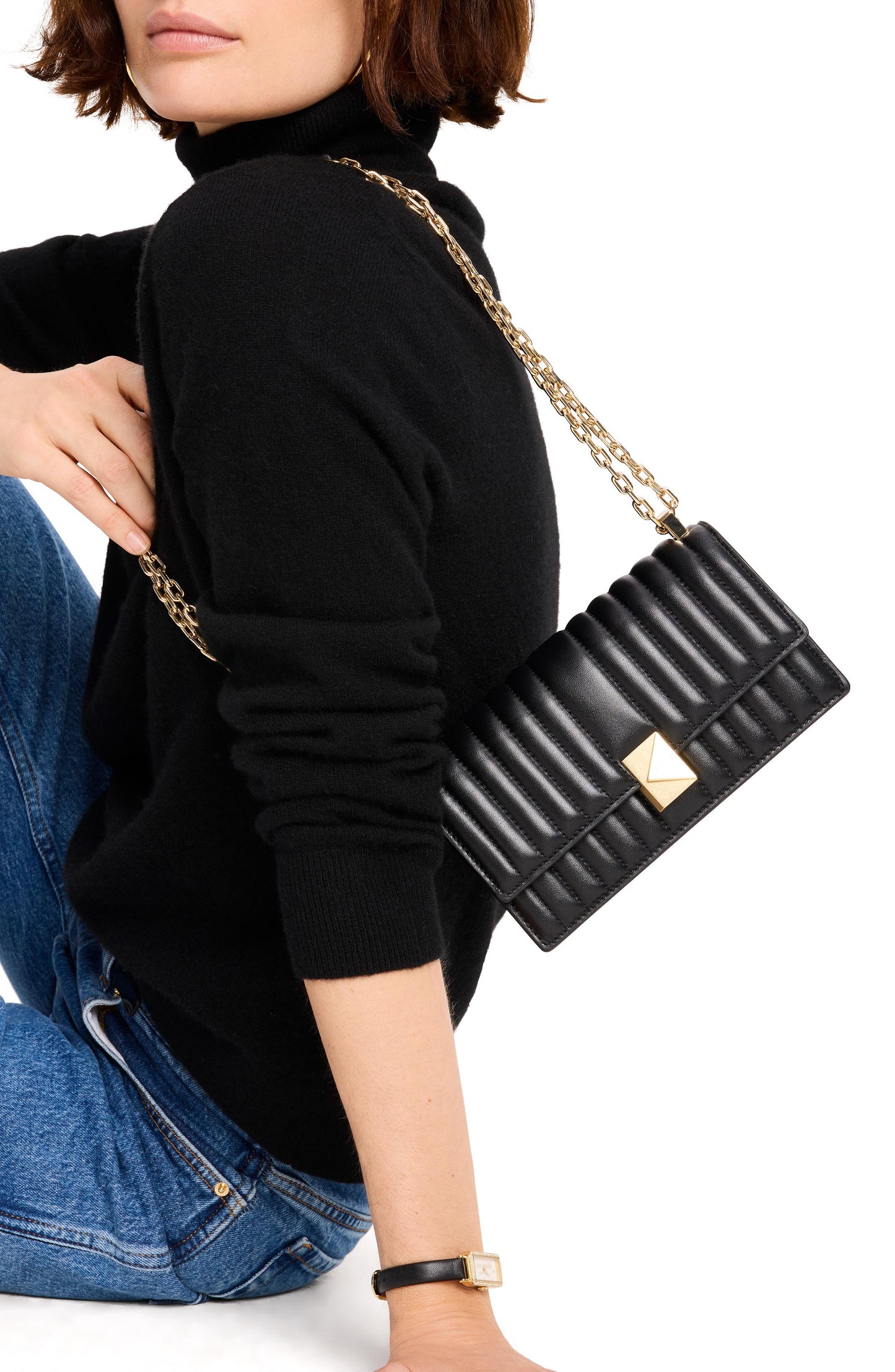 Deco Quilted Leather Mini Flap Chain Crossbody