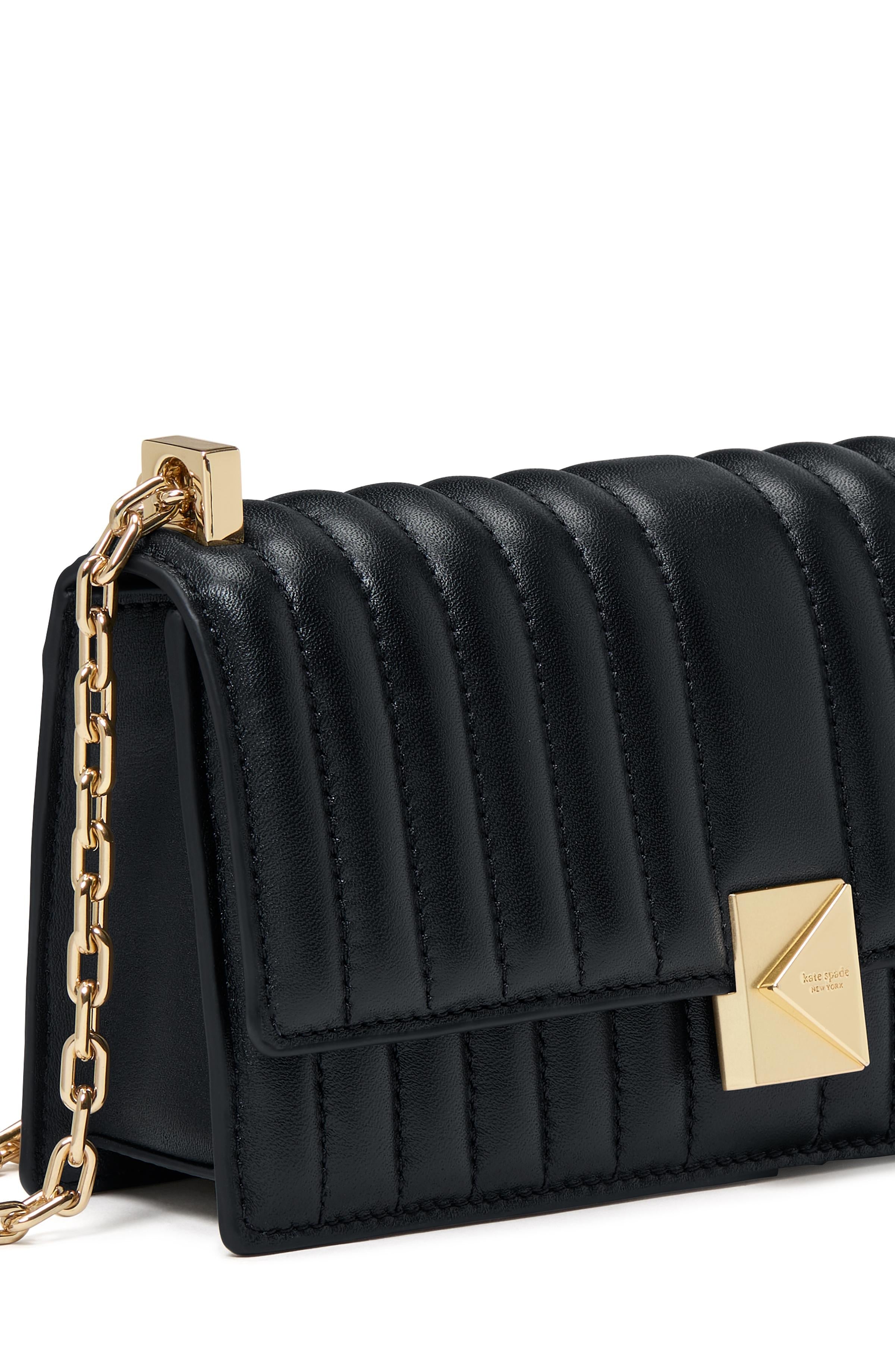 KI763-Deco Quilted Mini Flap Chain Crossbody-Black