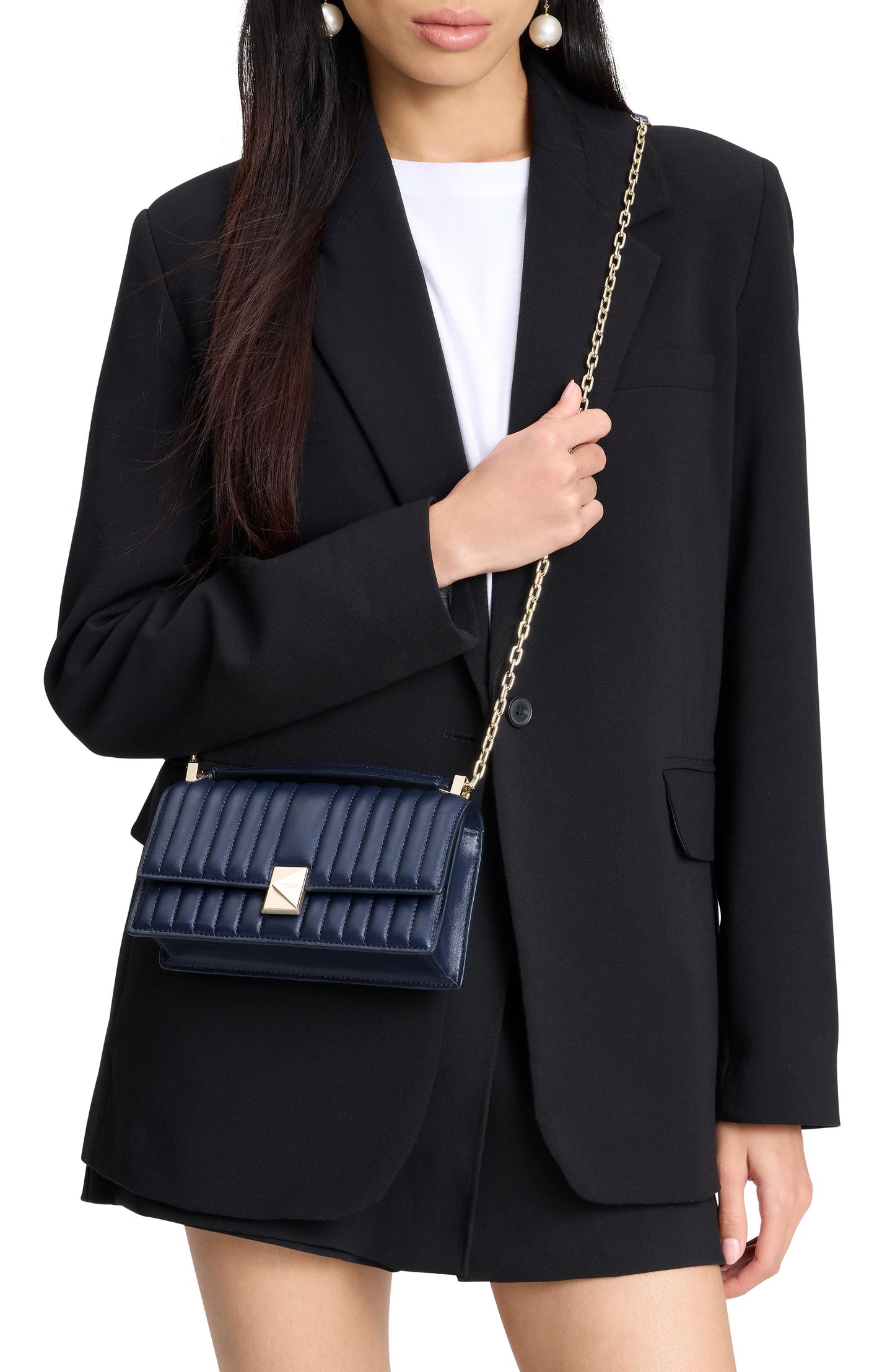 Deco Quilted Leather Mini Flap Chain Crossbody
