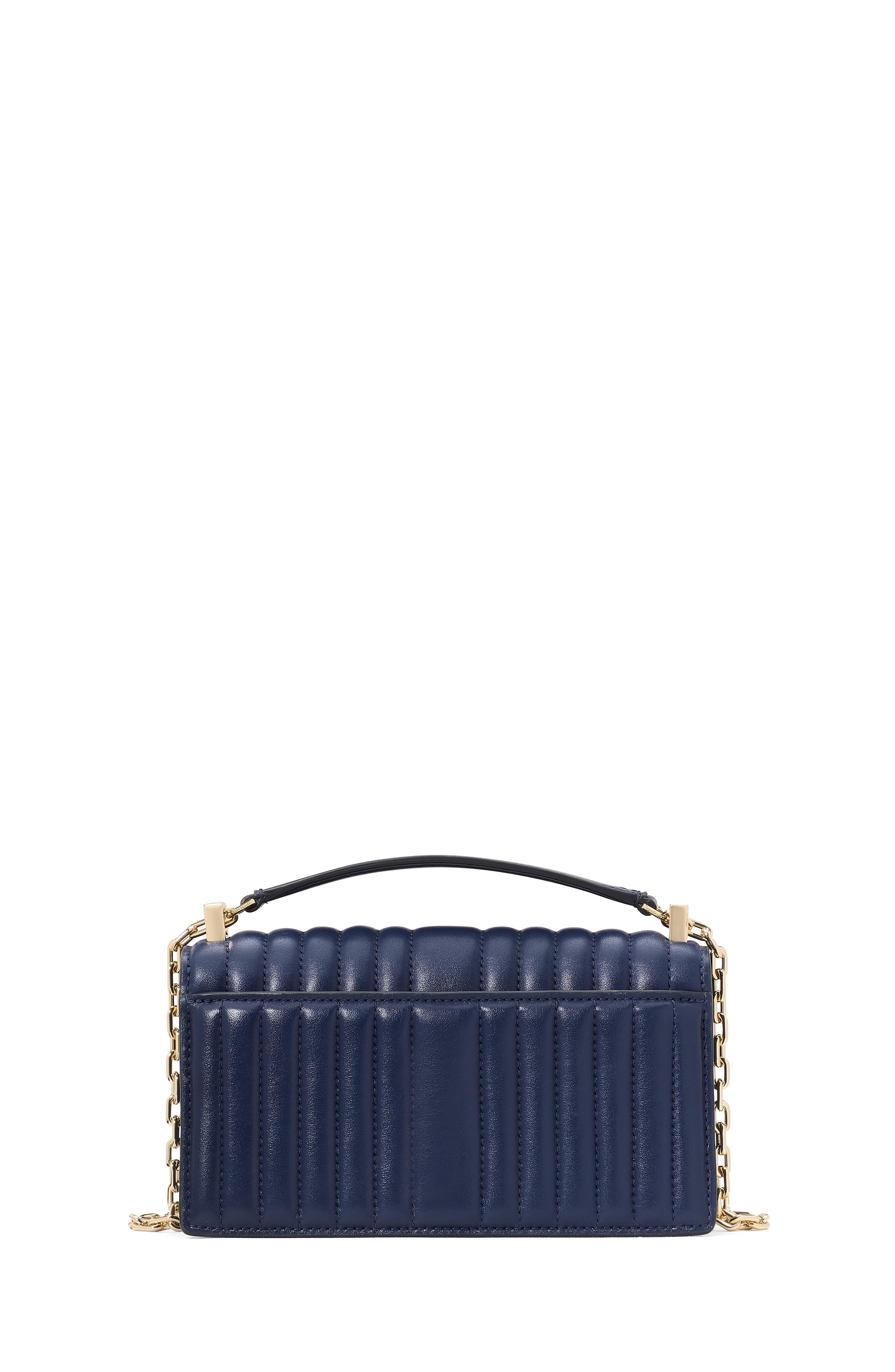 KI763-Deco Quilted Mini Flap Chain Crossbody-Parisian Navy