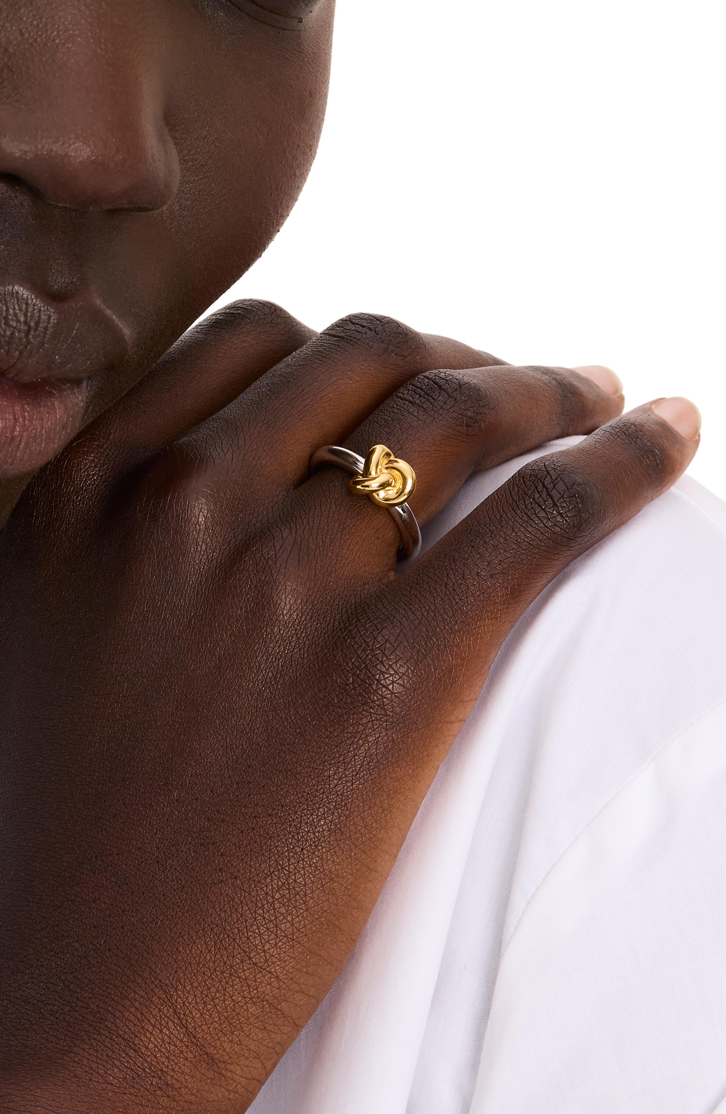 KJ240-Double Knot Ring-Silver Gold