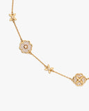 KJ324-Heritage Bloom Scatter Necklace-Clear/Gold