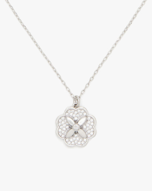 KJ325-Heritage Bloom Mini Pendant-Clear/Silver