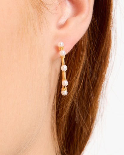 KJ405-Hint Of Shimmer Hoops-Cream/Gold