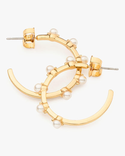 KJ405-Hint Of Shimmer Hoops-Cream/Gold