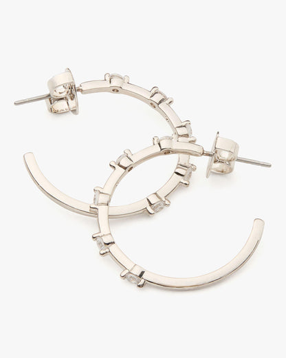 KJ408-Hint Of Shimmer Hoops-Clear/Silver
