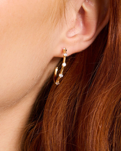 KJ409-Hint Of Shimmer Hoops-Clear/Gold