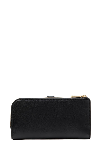 Deco Pebbled Leather Zip Slim Wallet