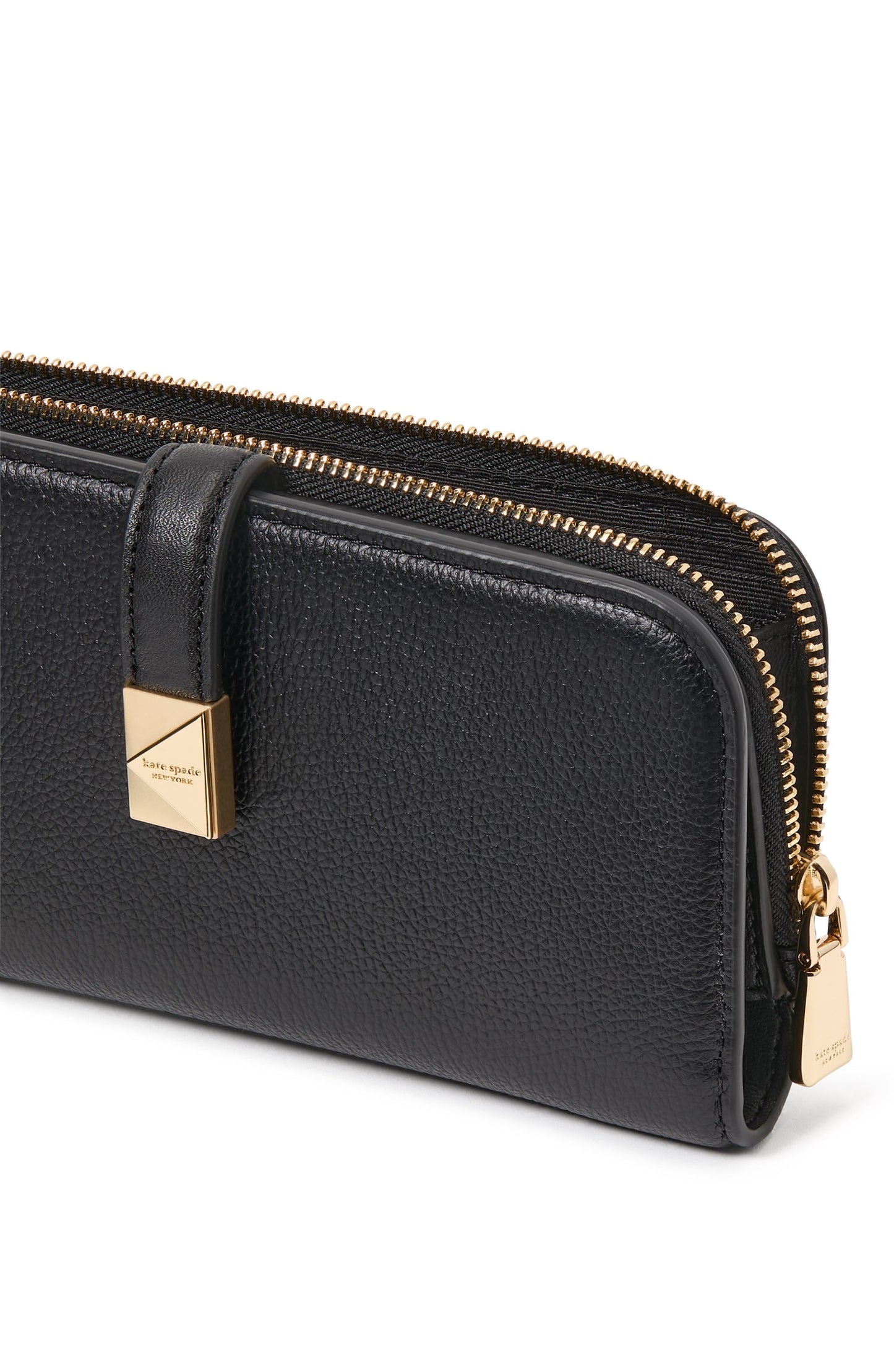 Deco Pebbled Leather Zip Slim Wallet
