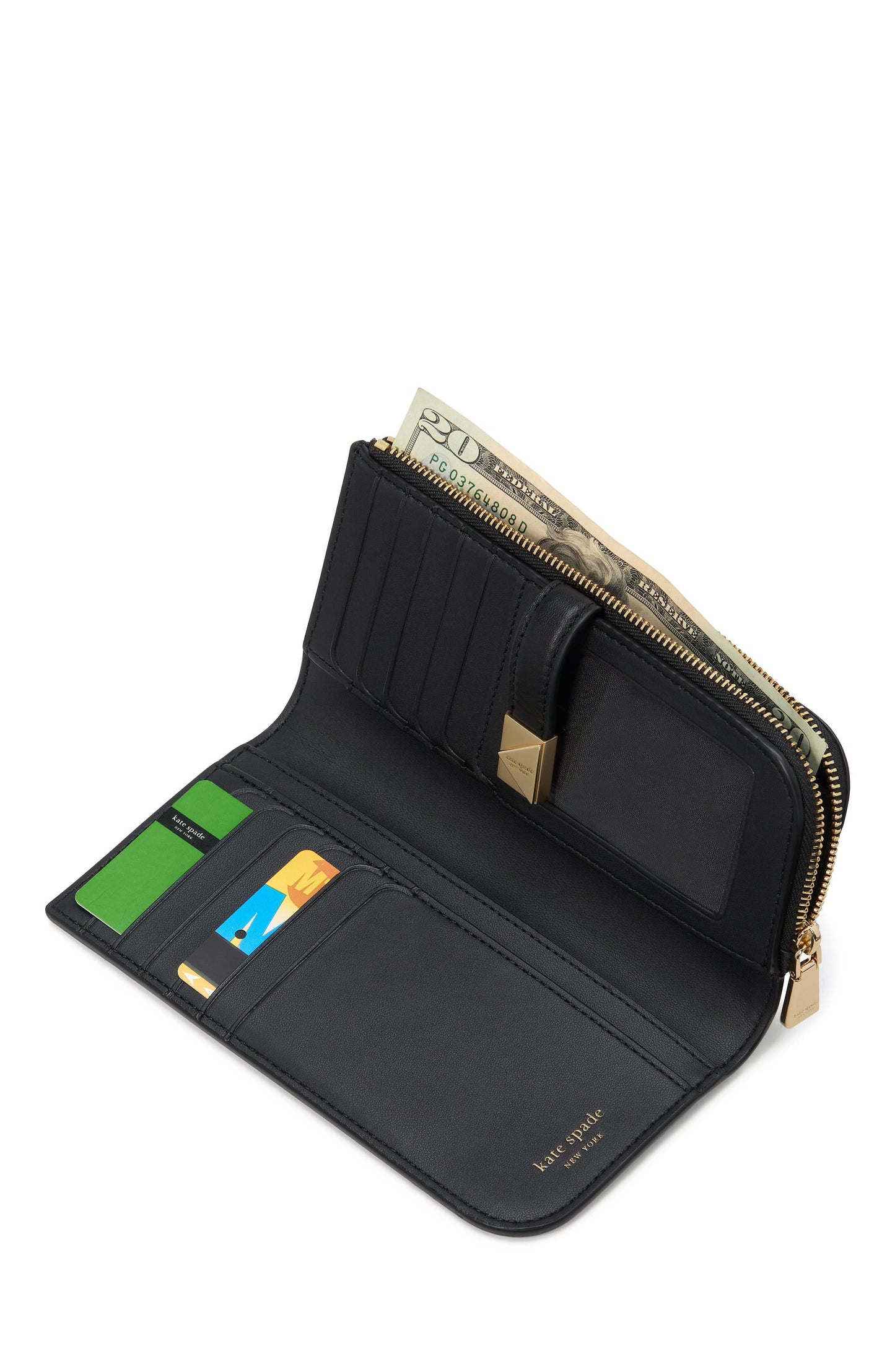 Deco Pebbled Leather Zip Slim Wallet
