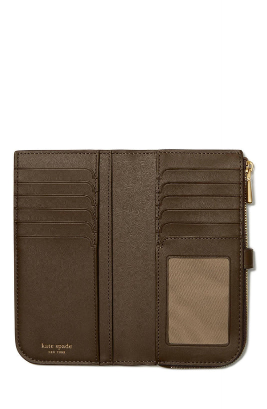Deco Pebbled Leather Zip Slim Wallet