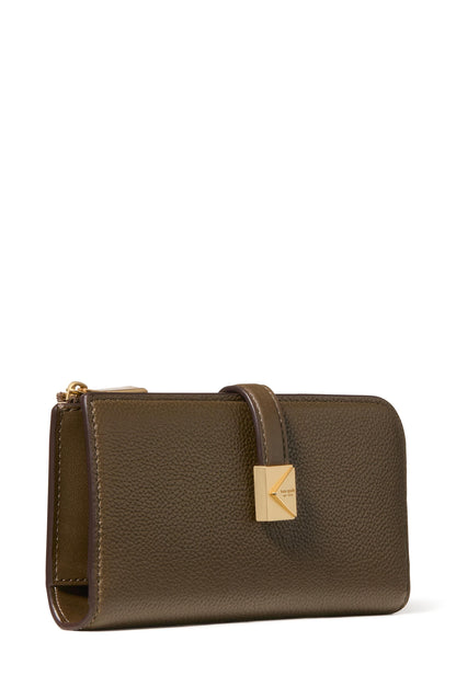 Deco Pebbled Leather Zip Slim Wallet