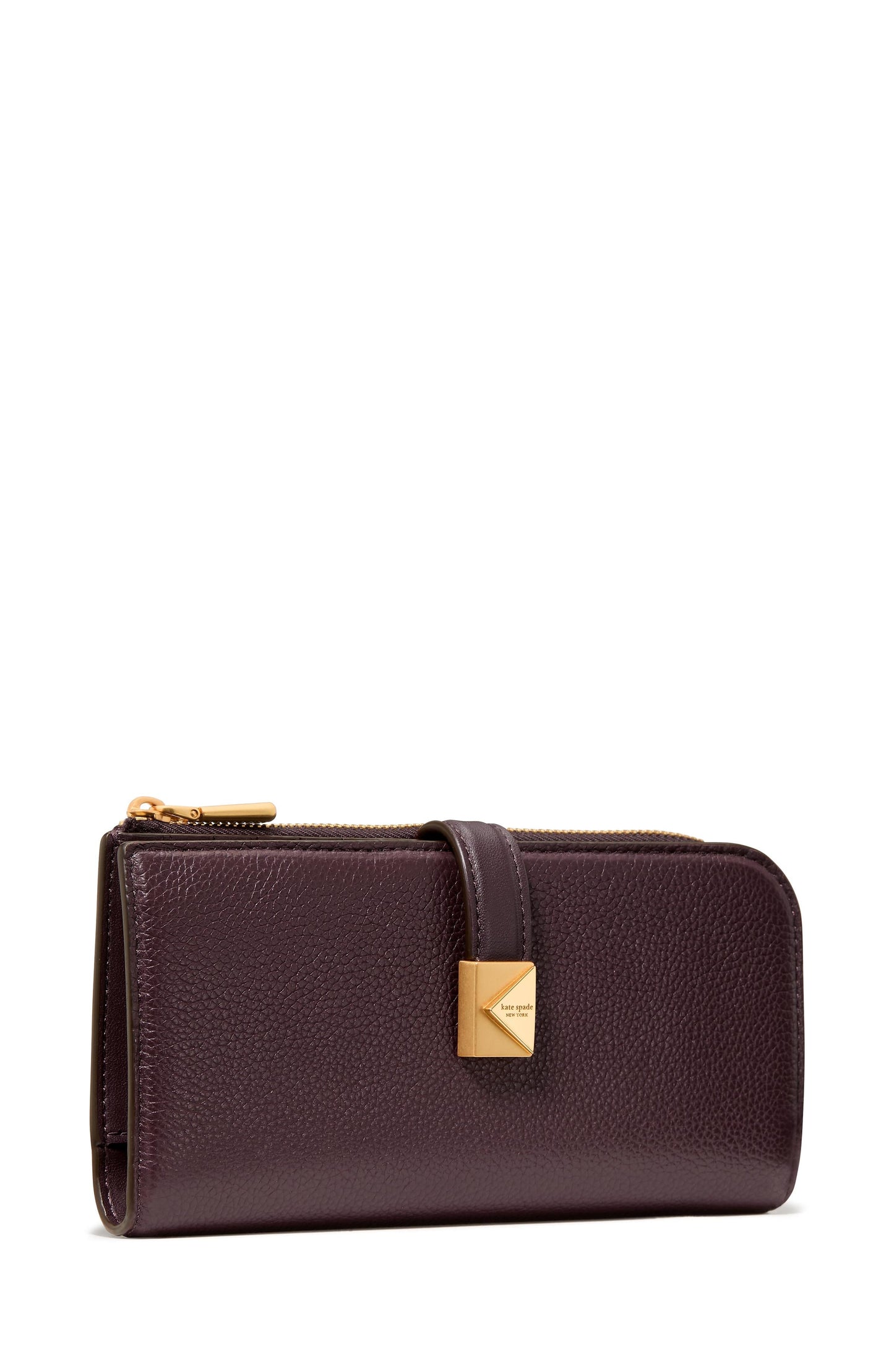 Deco Pebbled Leather Zip Slim Wallet