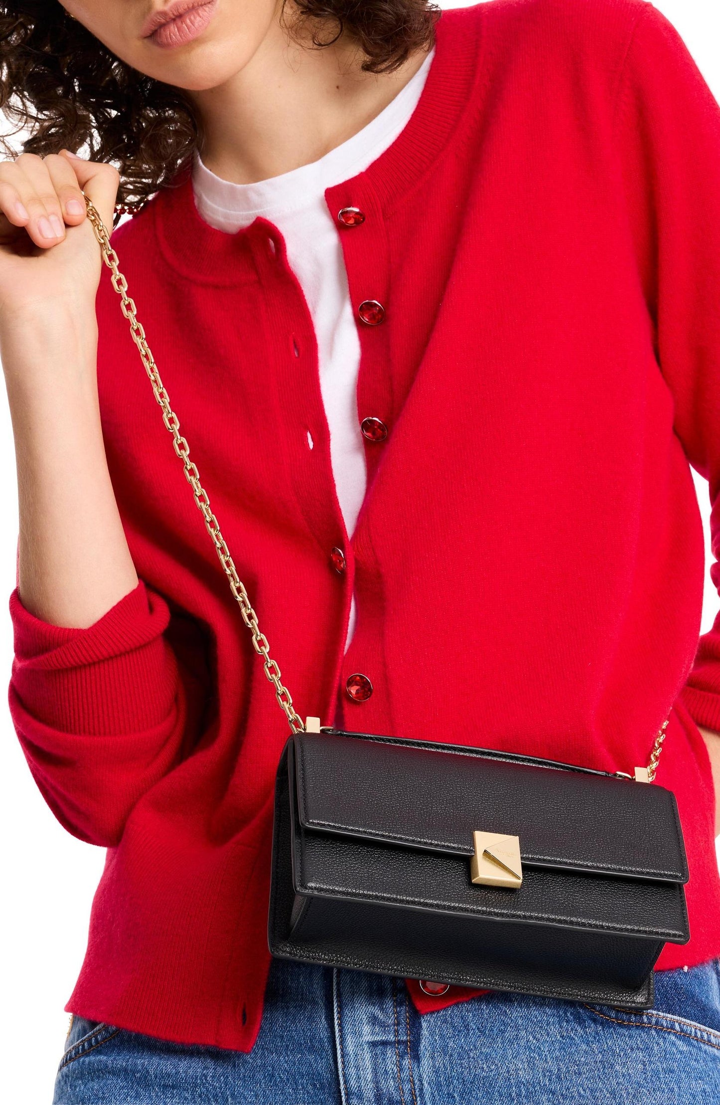 Deco Pebbled Leather Mini Flap Chain Crossbody