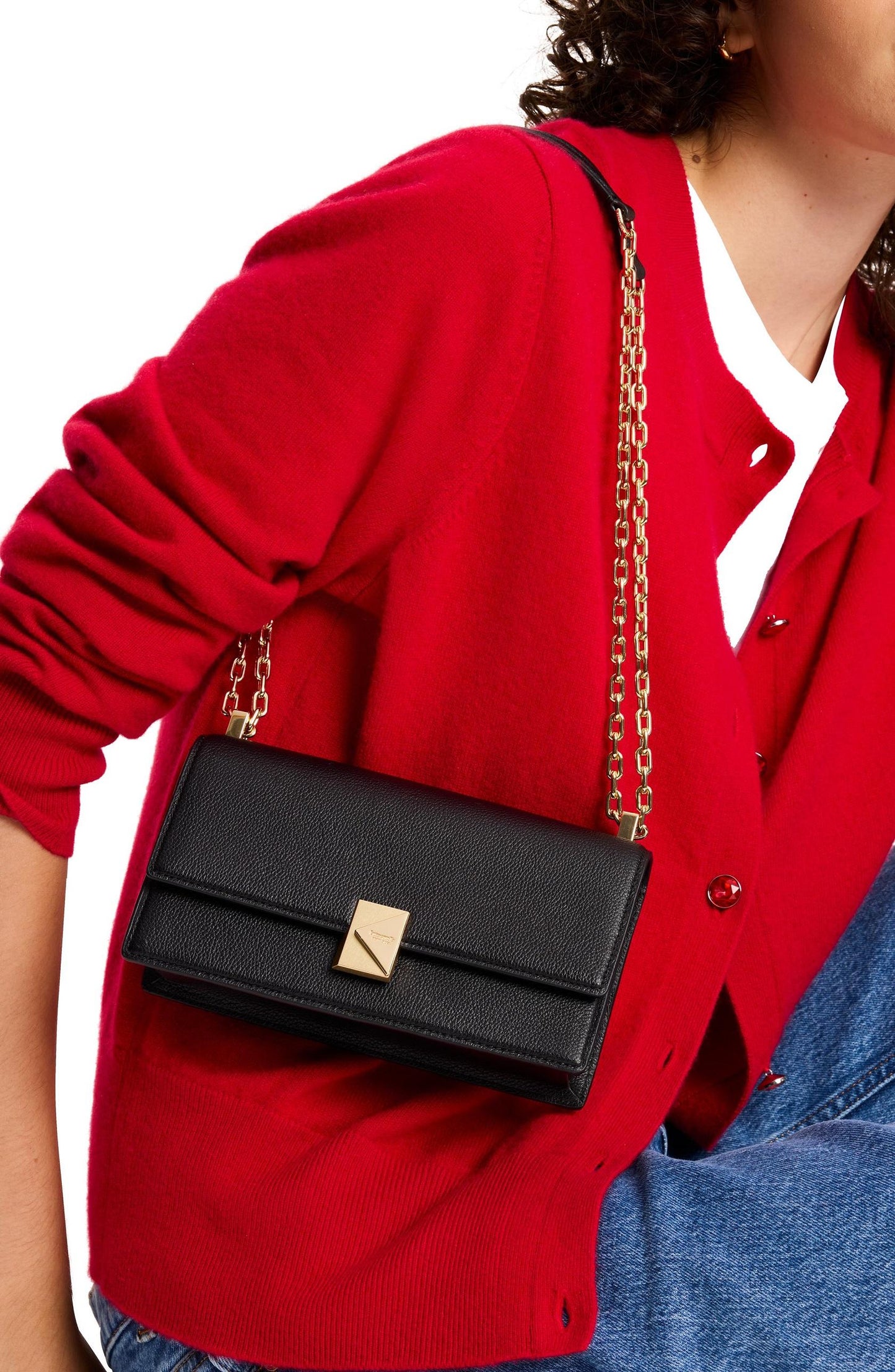 Deco Pebbled Leather Mini Flap Chain Crossbody
