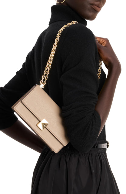 Deco Pebbled Leather Mini Flap Chain Crossbody
